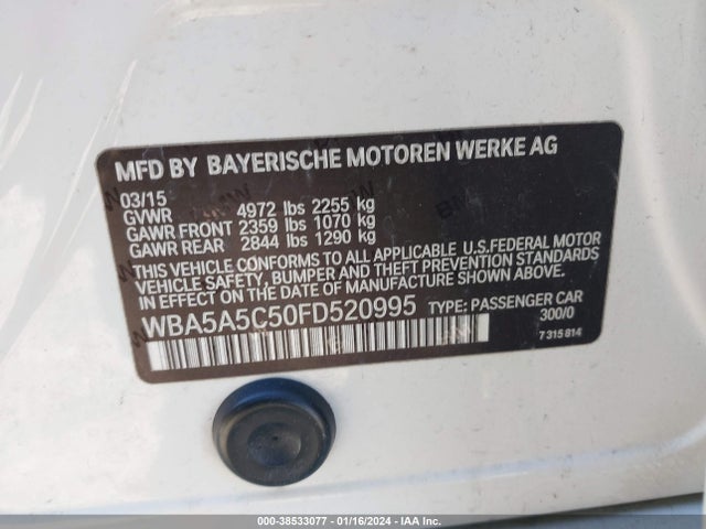 BMW 528I 2015 WBA5A5C50FD520995 Image 9