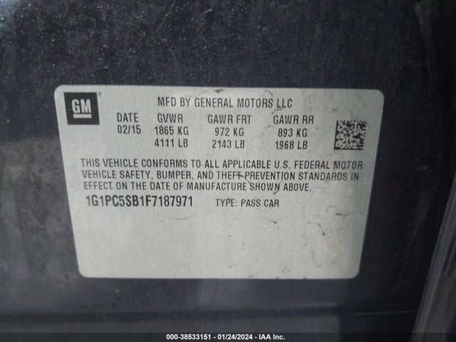 Chevrolet Cruze 1lt Auto 2015 1G1PC5SB1F7187971 Image 9