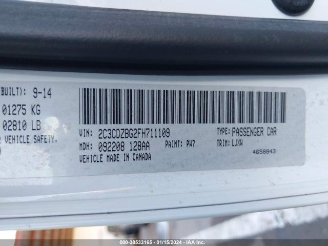 Dodge Challenger Sxt Plus Or R/t Plus 2015 2C3CDZBG2FH711109 Image 9