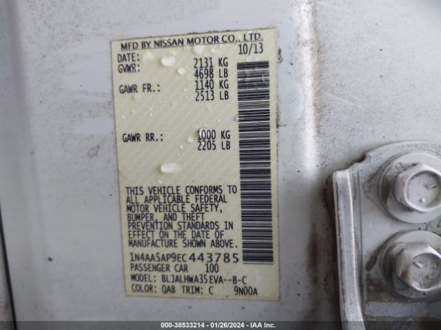 1N4AA5AP9EC443785 Nissan Maxima 3.5 Sv