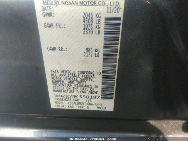 1N4AZ1CV7MC550197 Nissan Leaf Sv 40 Kwh