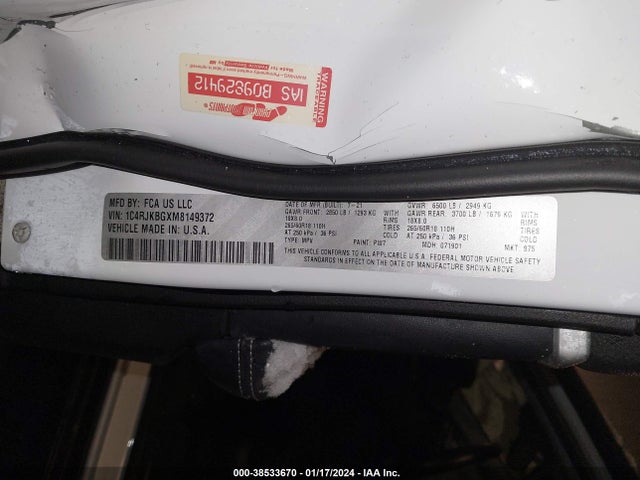 1C4RJKBGXM8149372 Jeep Grand Cherokee L Limited 4x4