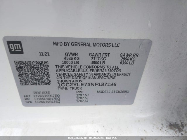 Chevrolet Silverado 2500hd 4wd Double Cab Long Bed Wt 2022 1GC2YLE73NF187196 Image 9