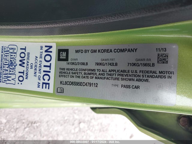 Chevrolet Spark 1lt Auto 2014 KL8CD6S95EC479112 Image 9