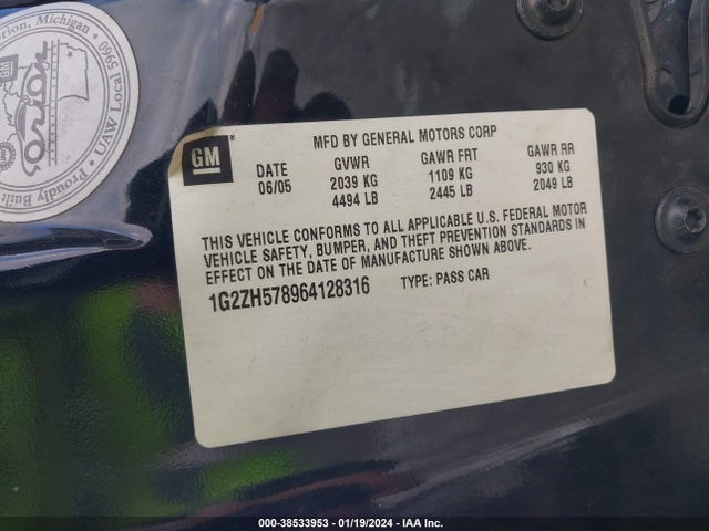 2006 PONTIAC G6 GT VIN: 1G2ZH578964128316