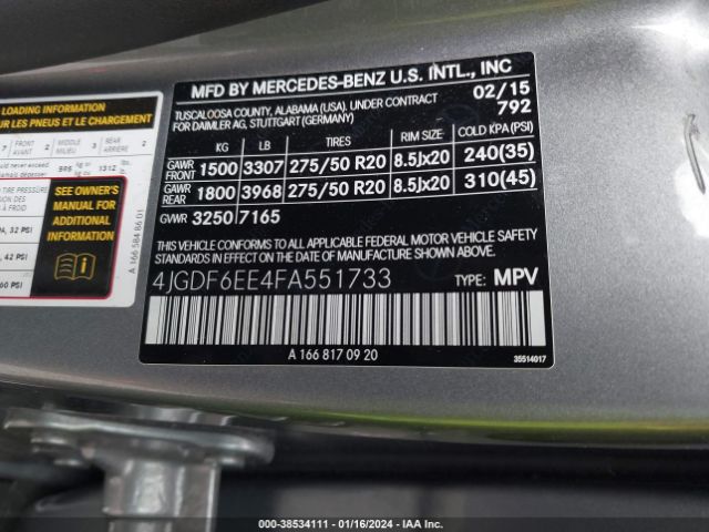 2015 MERCEDES-BENZ GL 450 4JGDF6EE4FA551733 Photo 8