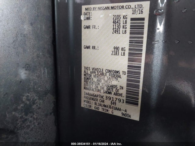 Nissan Maxima 3.5 Platinum 2017 1N4AA6AP7HC391793 Image 9