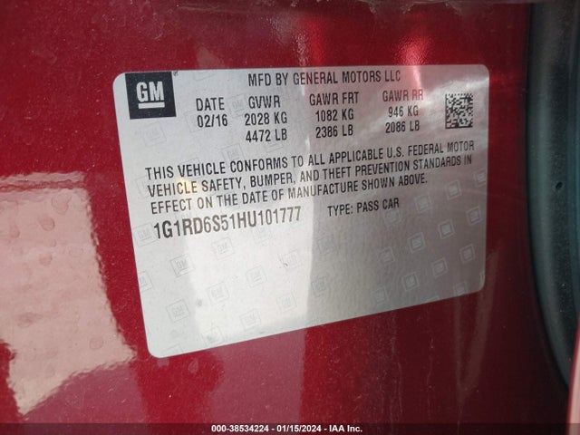 Chevrolet Volt Premier 2017 1G1RD6S51HU101777 Image 9