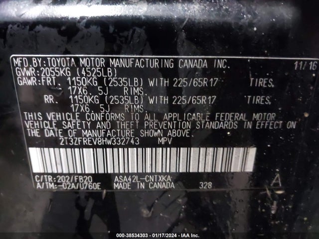 Toyota RAV4 LE 2017 2T3ZFREV8HW332743 Image 9