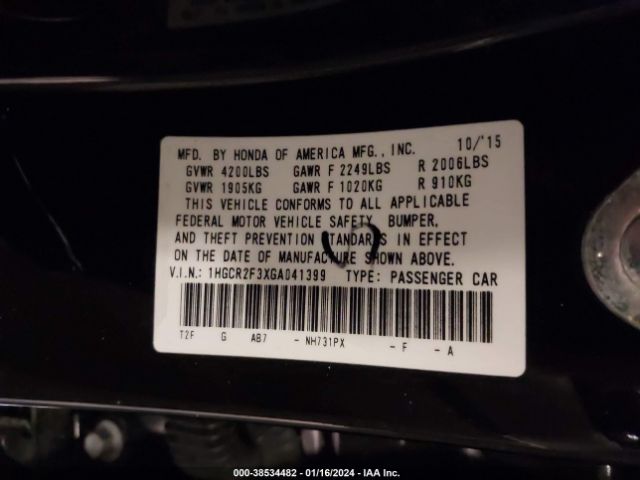 1HGCR2F3XGA041399 Honda ACCORD LX