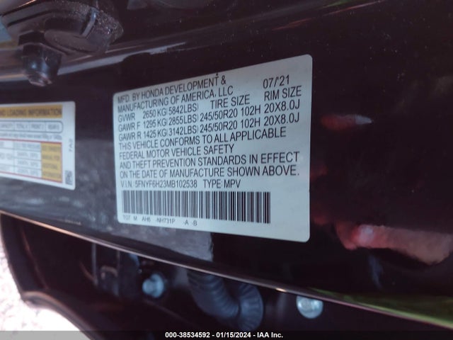 Honda Pilot Awd Special Edition 2021 5FNYF6H23MB102538 Image 9