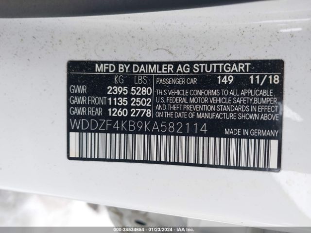 WDDZF4KB9KA582114 Mercedes-Benz E 300 4matic