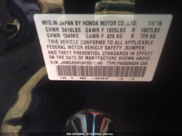 JHMGK5H59HS012149 Honda FIT LX