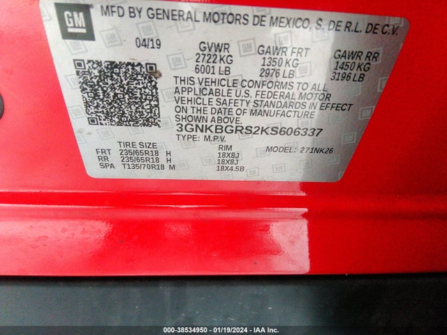 Chevrolet Blazer 2019 3GNKBGRS2KS606337 Image 9