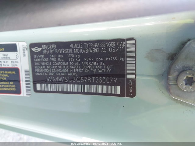2011 MINI COOPER WMWSU3C52BT253079 Photo 8