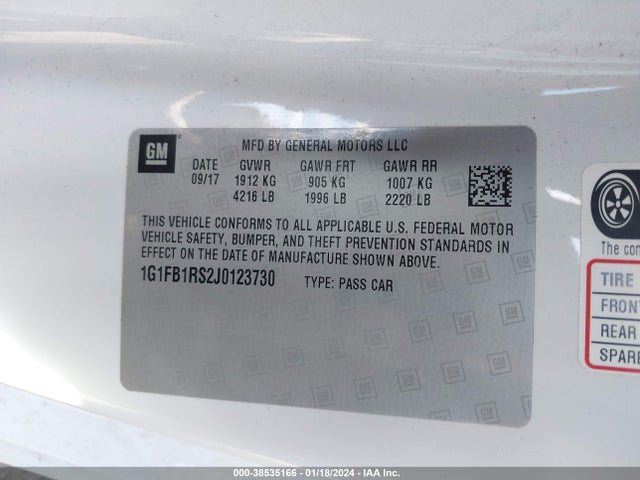 Chevrolet Camaro 1lt 2018 1G1FB1RS2J0123730 Image 9