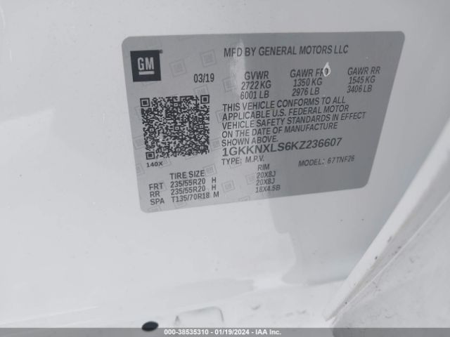 1GKKNXLS6KZ236607 GMC Acadia Denali