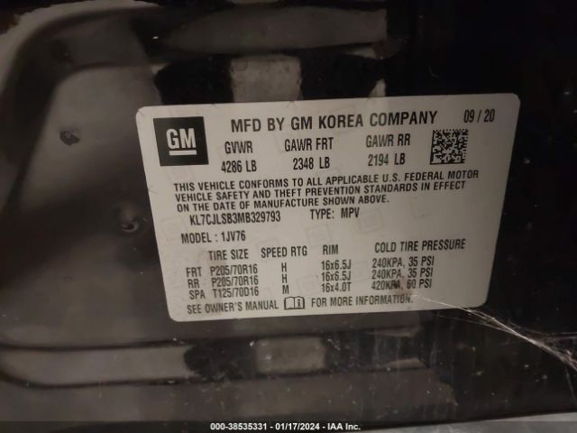 Chevrolet Trax Fwd Lt 2021 KL7CJLSB3MB329793 Image 9