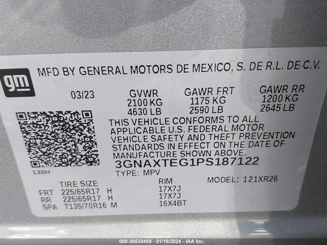 Chevrolet Equinox Awd 2fl 2023 3GNAXTEG1PS187122 Image 9