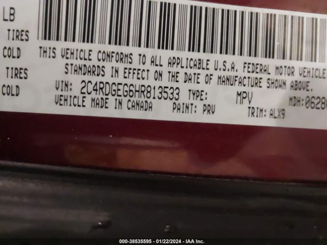 2C4RDGEG6HR813533 Dodge Grand Caravan Gt