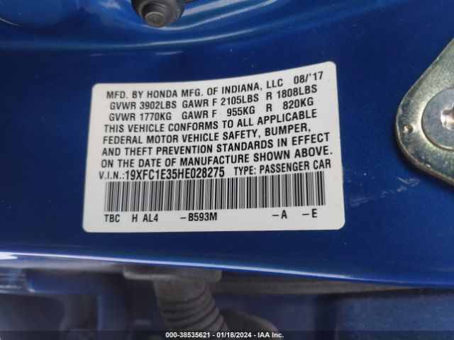 19XFC1E35HE028275 Honda Civic Ex-t