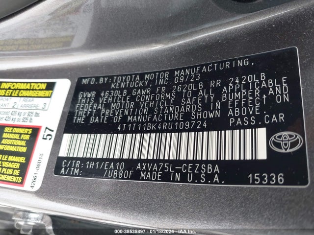 Toyota CAMRY SE 2024 4T1T11BK4RU109724 Image 9