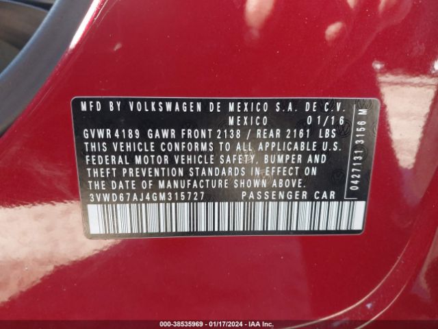 3VWD67AJ4GM315727 Volkswagen Jetta 1.4t Se