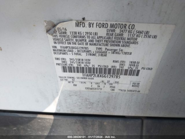 1FAHP2L8XGG129785 Ford POLICE INTERCEPTOR