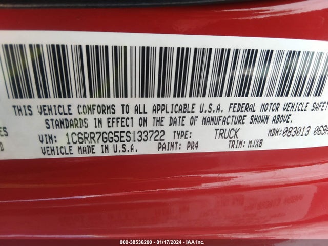 RAM 1500 Big Horn 2014 1C6RR7GG5ES133722 Image 9