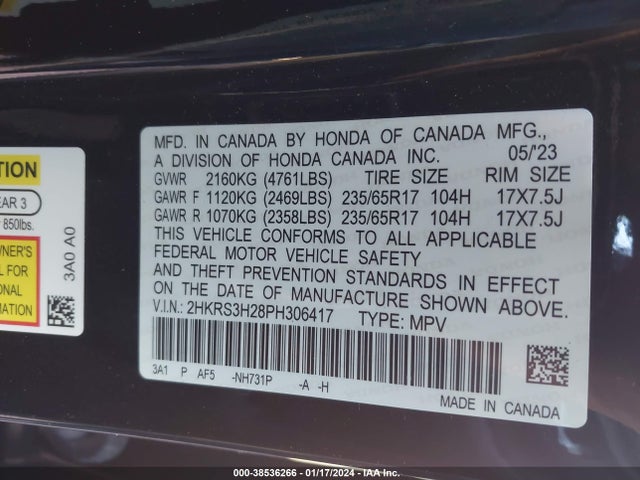 Honda Cr-v Lx 2wd 2023 2HKRS3H28PH306417 Image 9