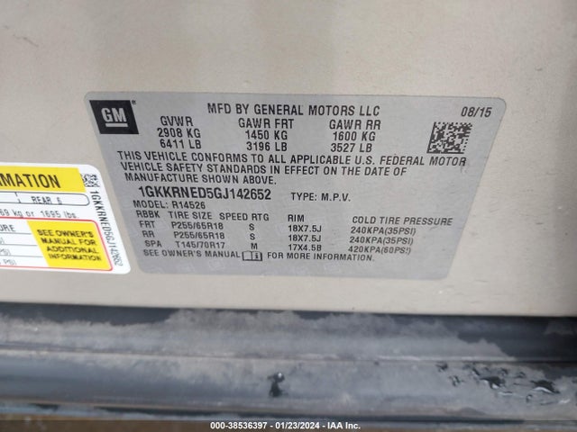1GKKRNED5GJ142652 GMC Acadia Sle-1