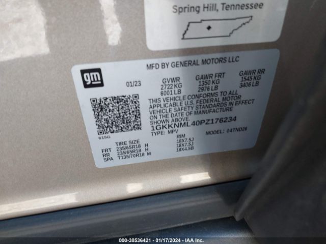 1GKKNML40PZ176234 GMC Acadia Fwd Slt