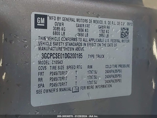 2013 CHEVROLET SILVERADO 1500 LT VIN: 3GCPCSE01DG200185