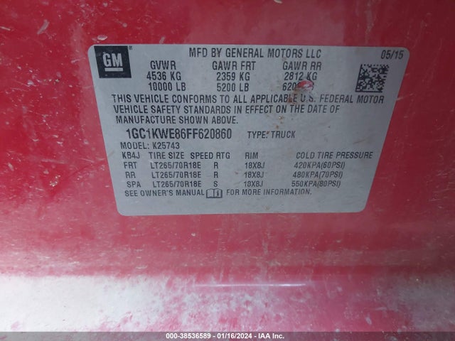Chevrolet Silverado 2500hd Ltz 2015 1GC1KWE86FF620860 Image 9