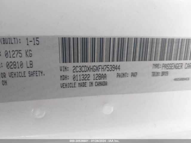 2C3CDXHGXFH753944 Dodge Charger Sxt