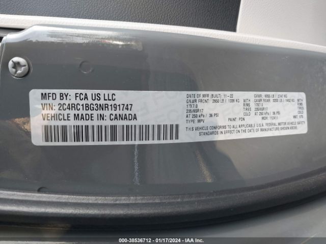 2022 CHRYSLER PACIFICA 2C4RC1BG3NR191747 Photo 8