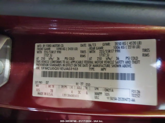 Ford ESCAPE SE 2014 1FMCU0GX1EUA03103 Image 9