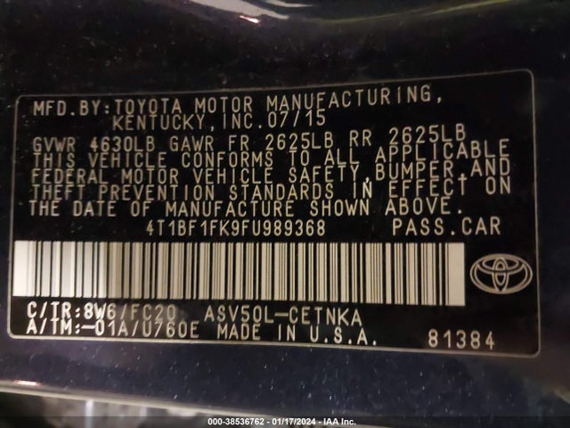 Toyota CAMRY LE 2015 4T1BF1FK9FU989368 Image 9