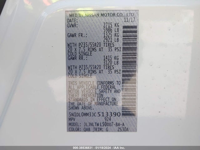 Продажа на аукционе авто 2018 Infiniti Qx60, vin: 5N1DL0MM3JC513390, номер лота: 38536831
