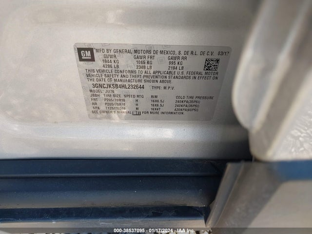 Chevrolet TRAX LS 2017 3GNCJKSB4HL232644 Image 9