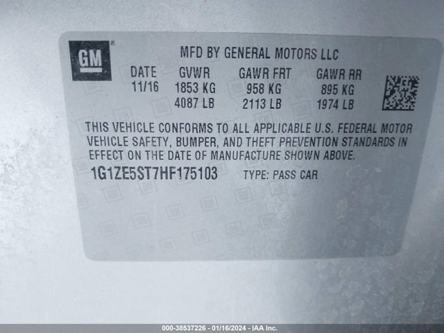 Chevrolet MALIBU 1LT 2017 1G1ZE5ST7HF175103 Image 9