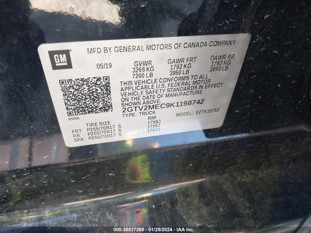 GMC Sierra 1500 Limited Sle 2019 2GTV2MEC9K1198742 Image 9