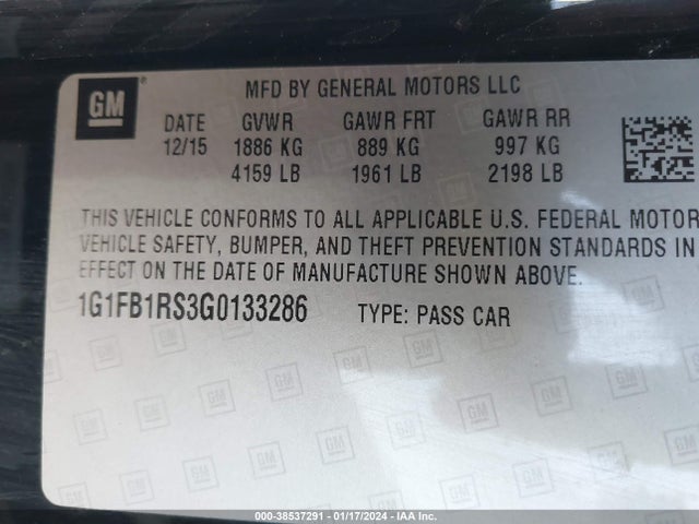 Chevrolet Camaro 1lt 2016 1G1FB1RS3G0133286 Image 9