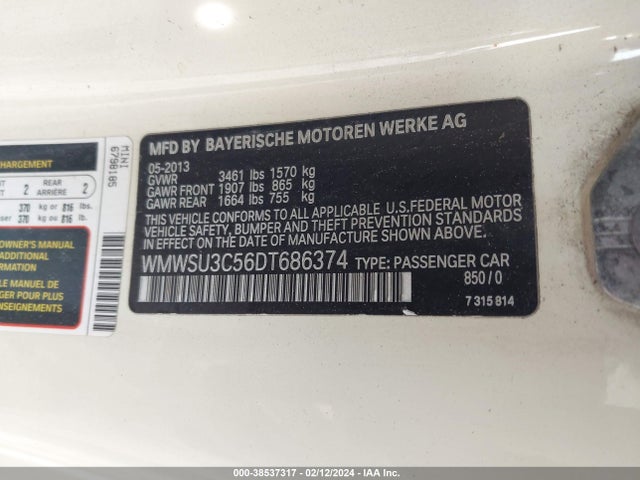 2013 MINI HARDTOP WMWSU3C56DT686374 Photo 8