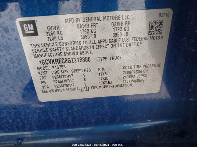 Chevrolet Silverado 1500 1lt 2016 1GCVKREC8GZ218880 Image 9
