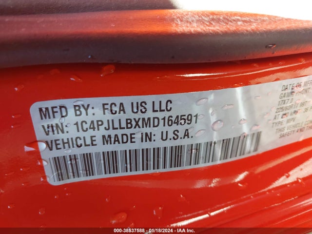 1C4PJLLBXMD164591 Jeep Cherokee Latitude Plus Fwd
