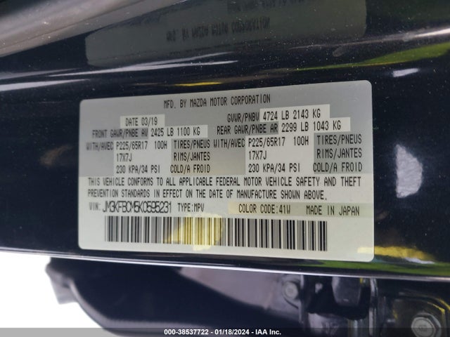 Mazda Cx-5 Touring 2019 JM3KFBCM5K0595231 Image 9