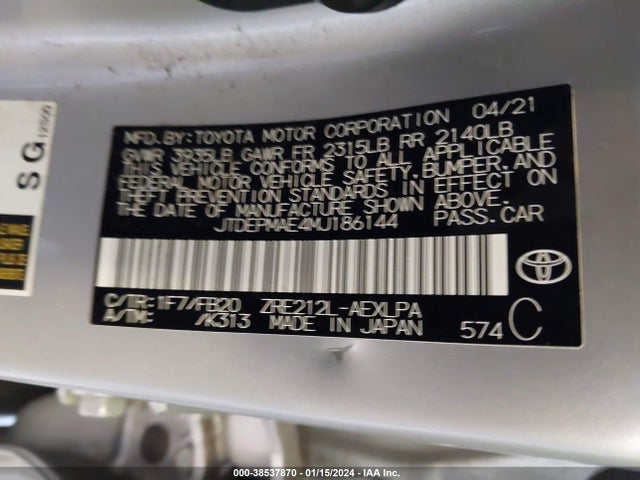 Toyota COROLLA LE 2021 JTDEPMAE4MJ186144 Image 9