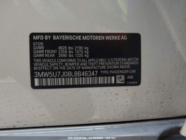 3MW5U7J08L8B46347 BMW 3 Series M340i