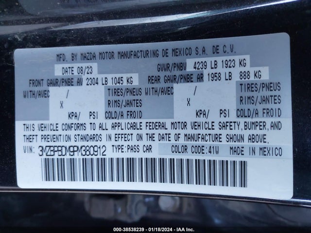 Mazda Mazda3 2.5 S Premium 2023 3MZBPBDM9PM380912 Image 9